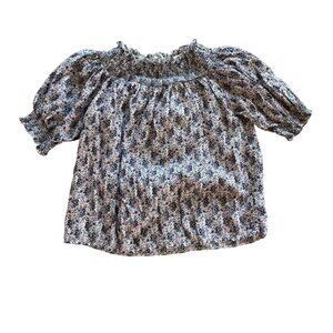Loft Floral Smocked Off-Shoulder Top XXS Cotton/Viscose Blend Multicolor